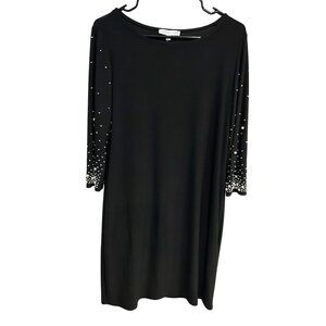 Annalee + Hope NWT Black Dress With Pearl Embellished Sleeves Sz Large